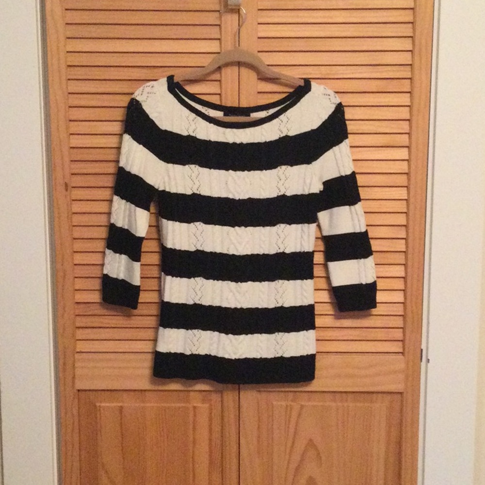 Black and White Striped Women's Sweater